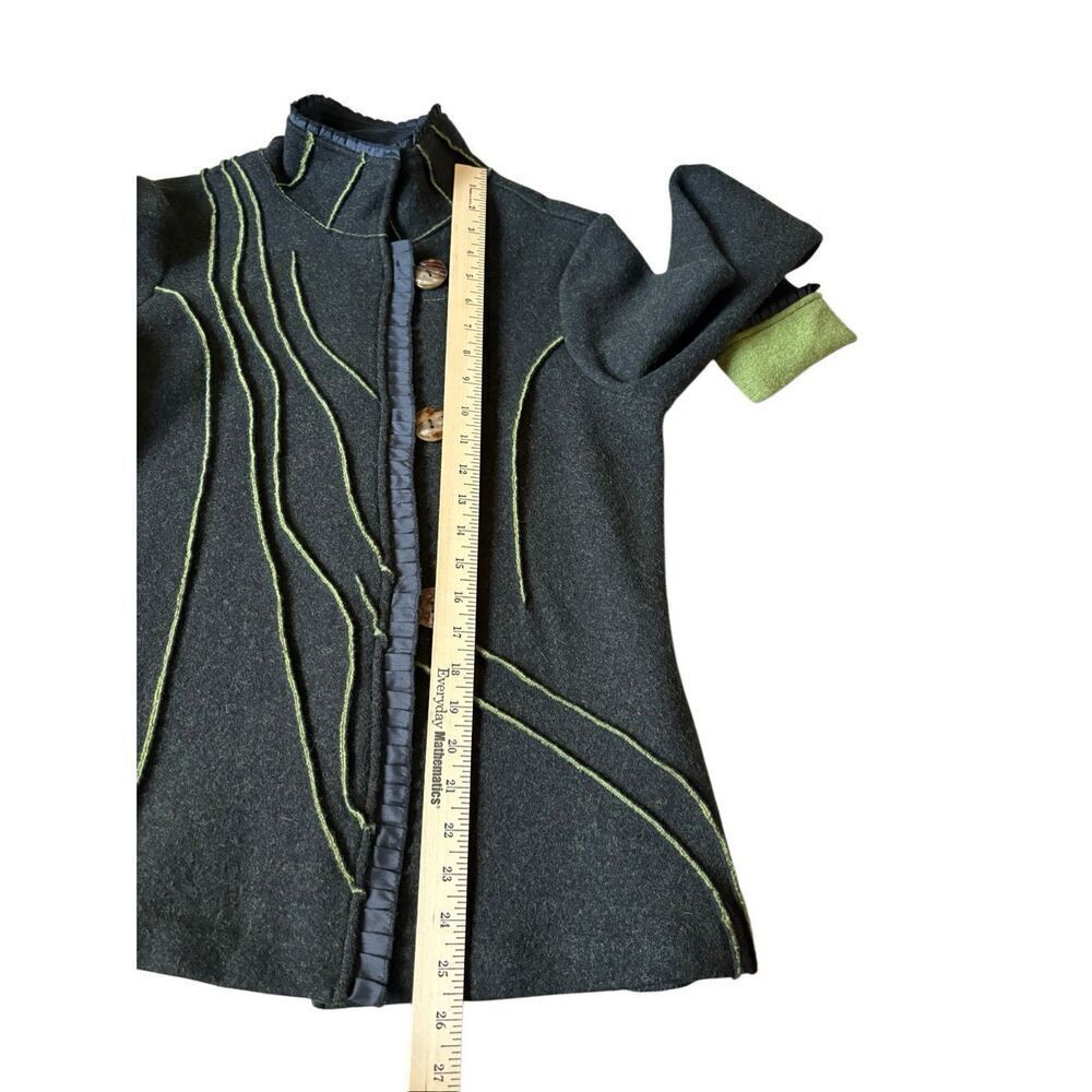 Icelandic Design Hepburn Wool Jacket Size S Green Button Front - Picture 7 of 14